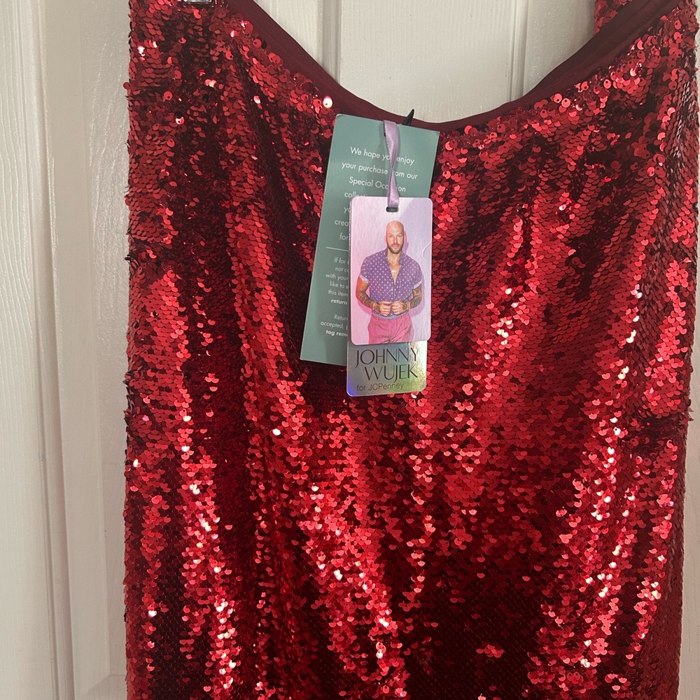 Red Sequin Cocktail Skirt